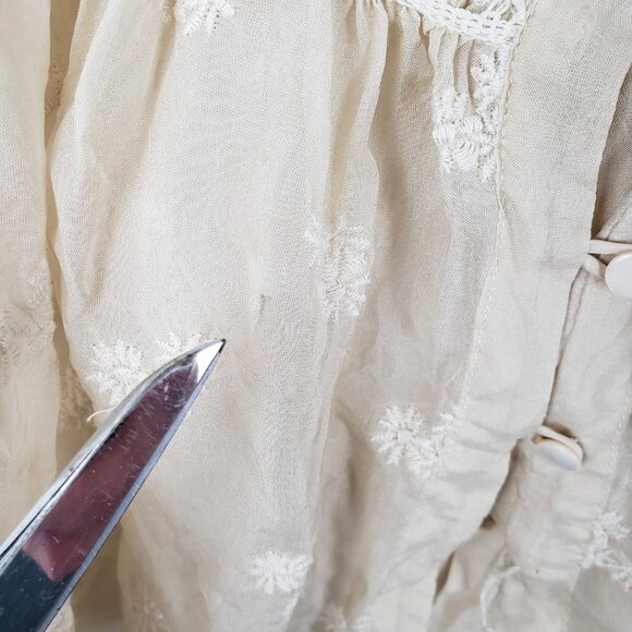 Johnny Was 4 Love and Liberty Ivory Silk Boho Babydoll Top Embroidered Size XS - Picture 6 of 9